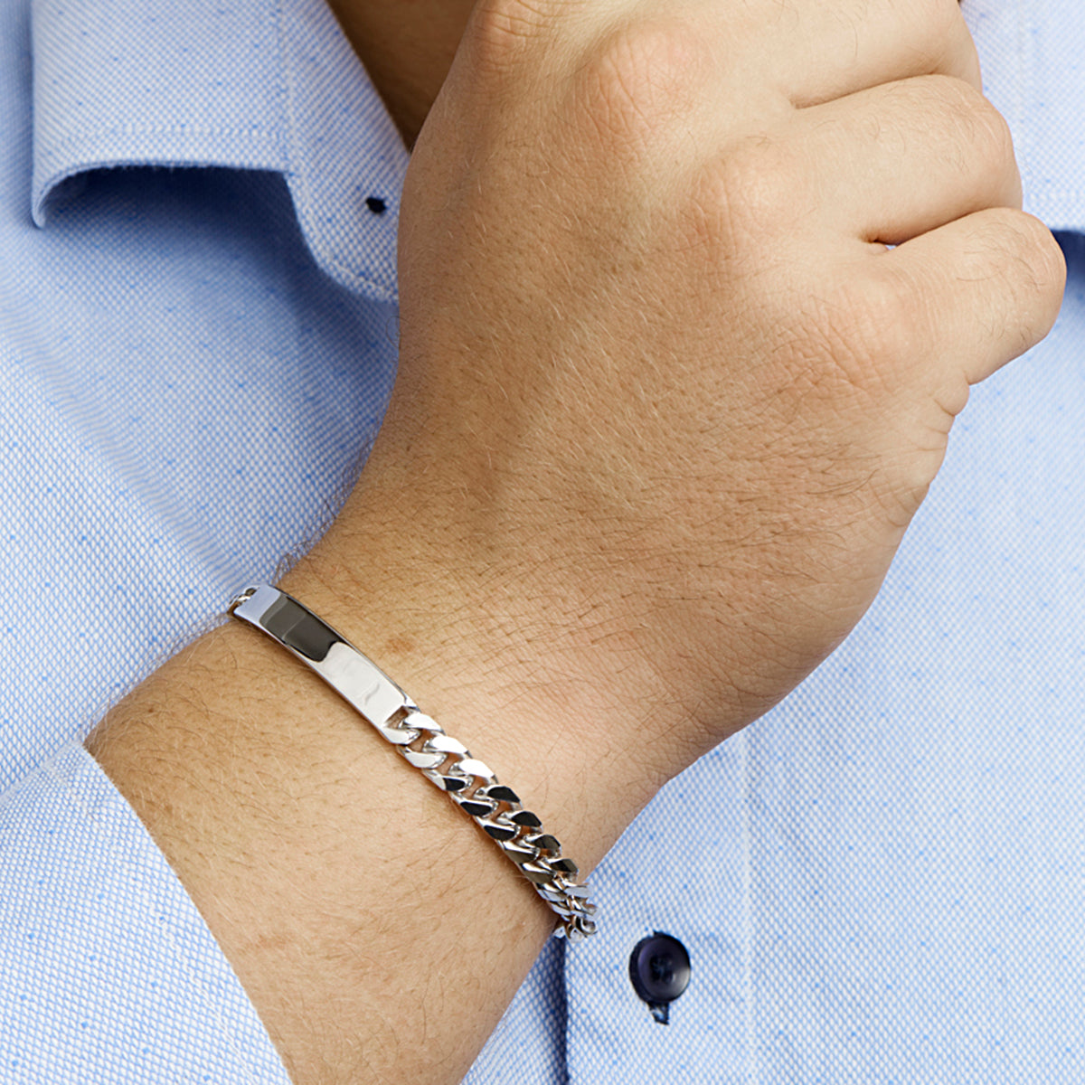 Graveerarmband gourmette 6-zijdes geslepen plaat 7.0 mm 20.5 cm