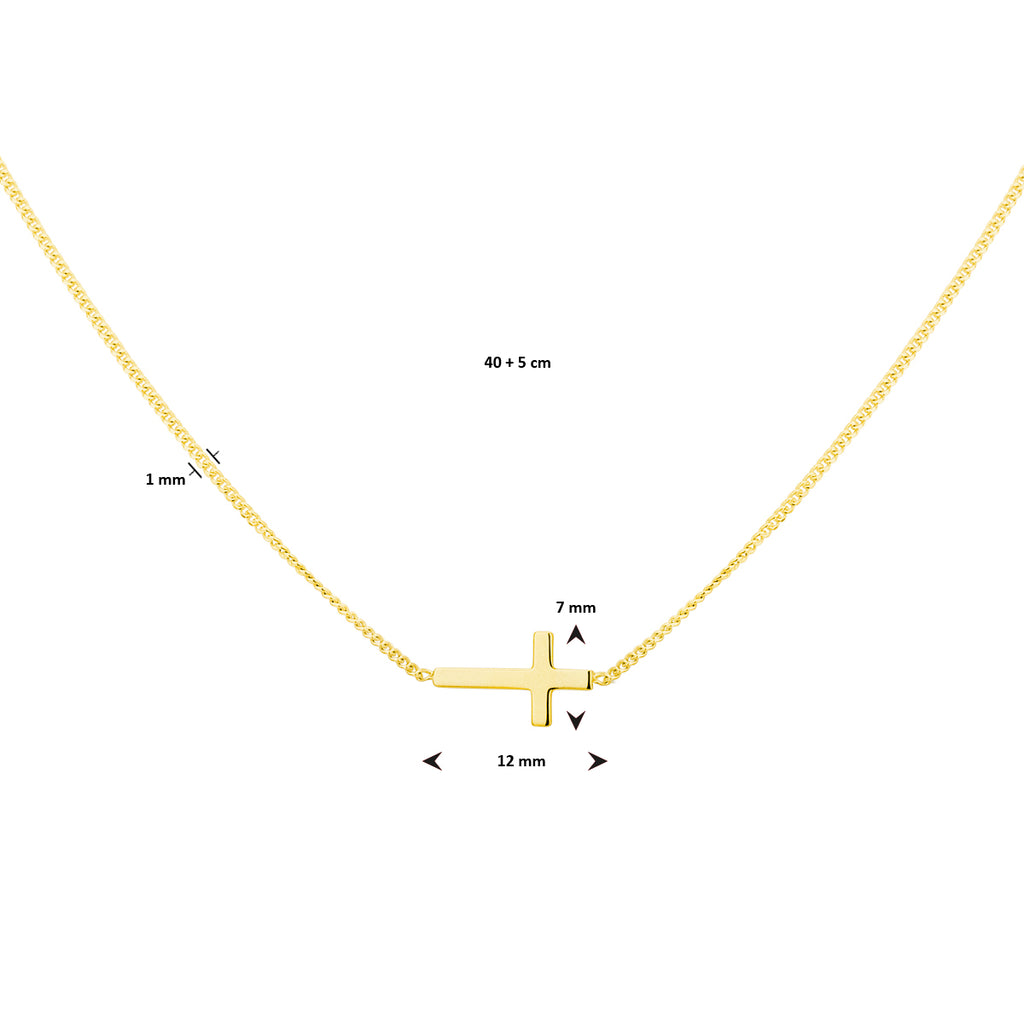 Collier kruis 40 + 5 cm 3 micron