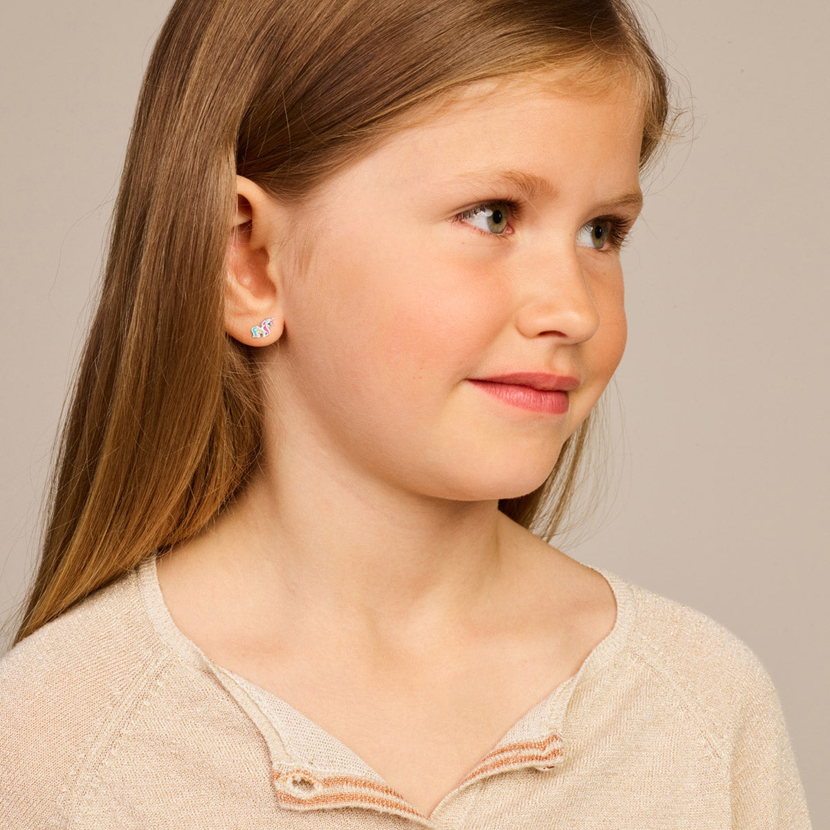 Oorstekers - zilver emaille eenhoorn