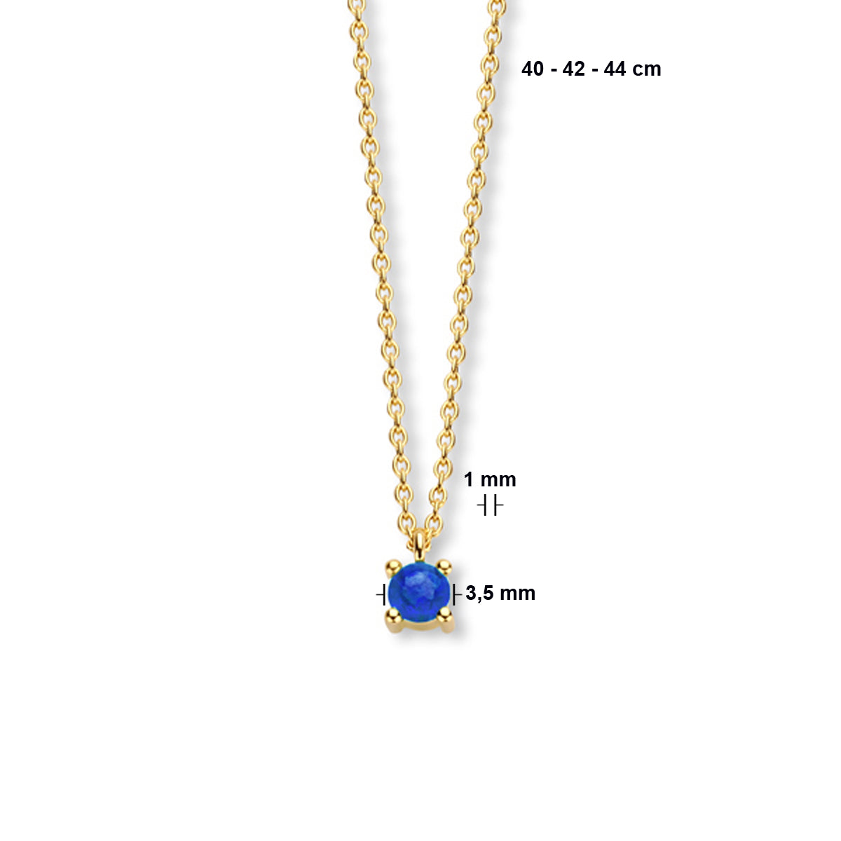 Collier met geboortesteen 40 - 42 - 44 cm