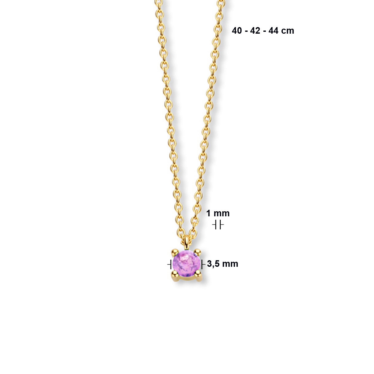 Collier met geboortesteen 40 - 42 - 44 cm