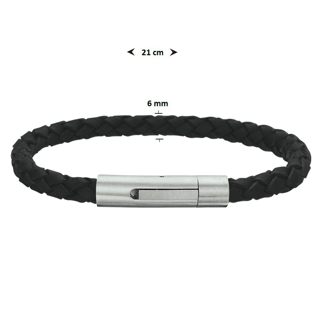 Armband - leer staal