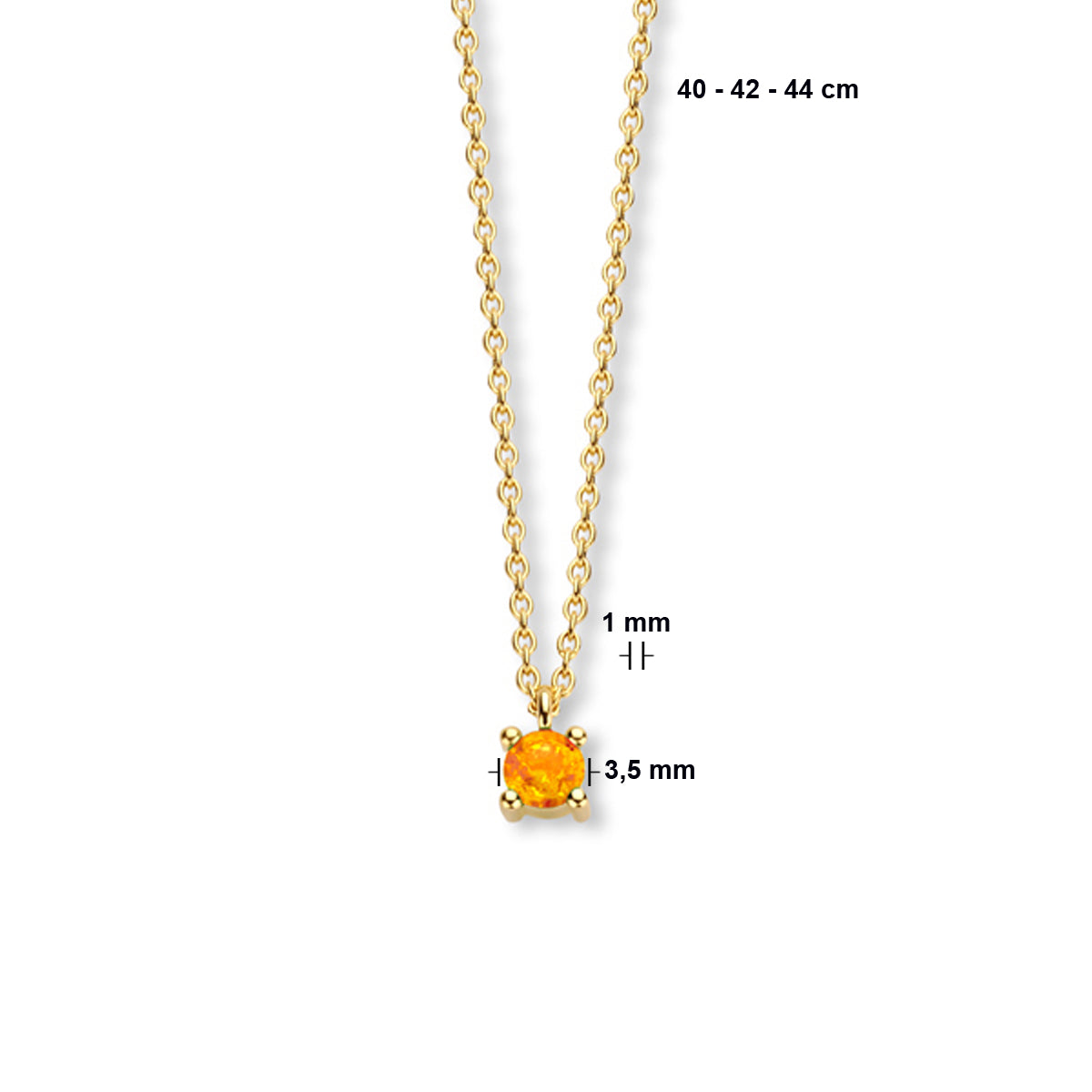Collier met geboortesteen 40 - 42 - 44 cm