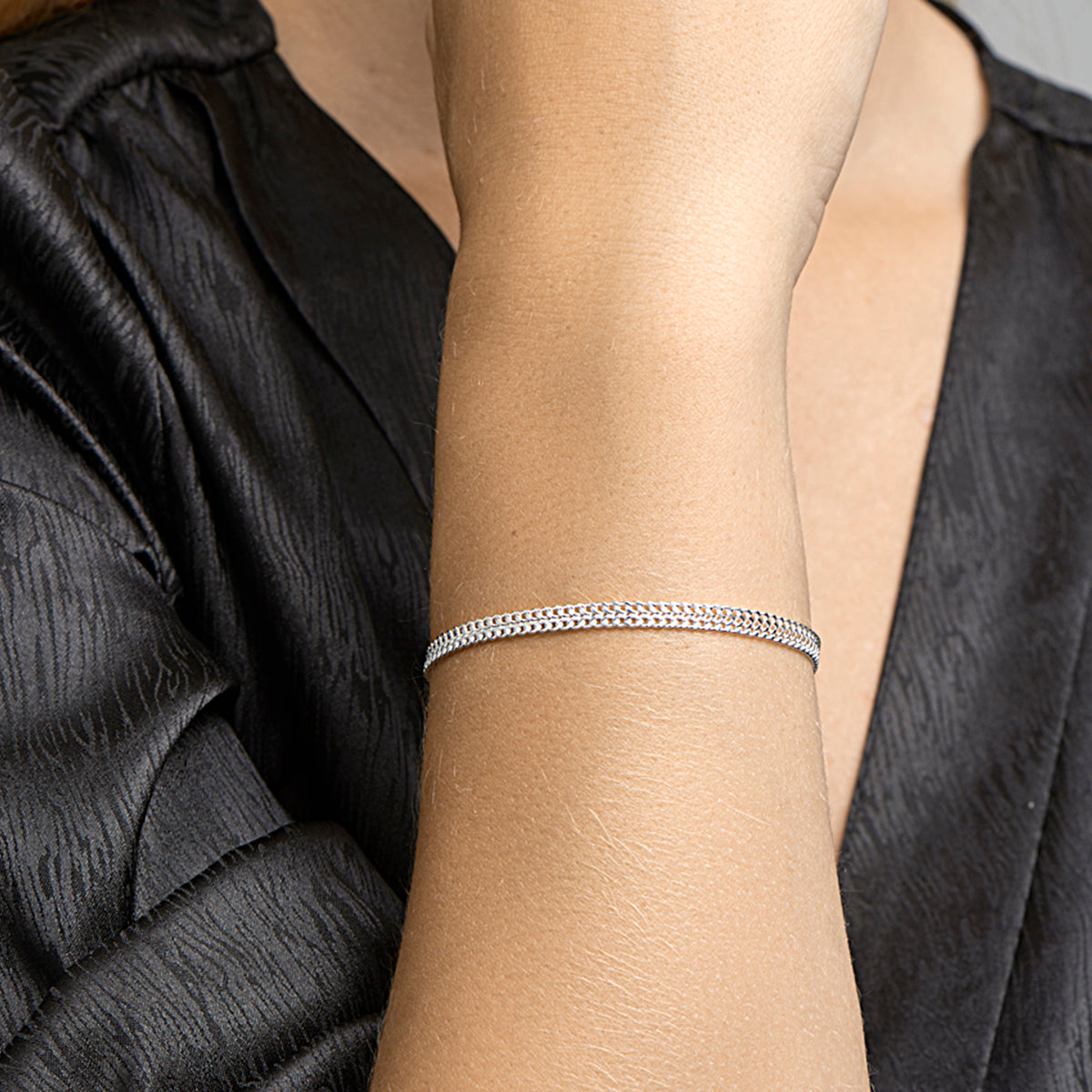 Armband gourmet schakel - zilver