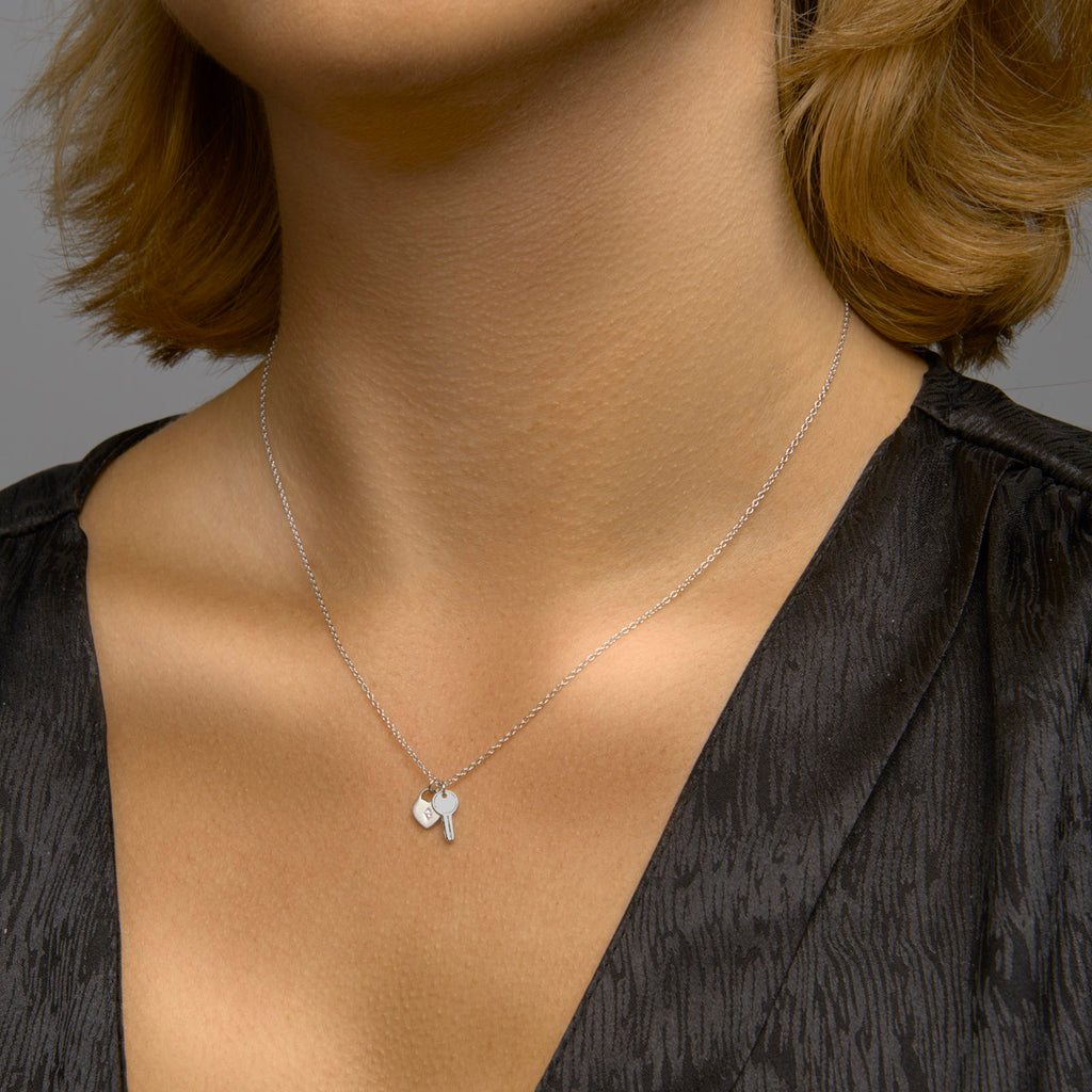 Collier hart en sleutel 41 + 4 cm