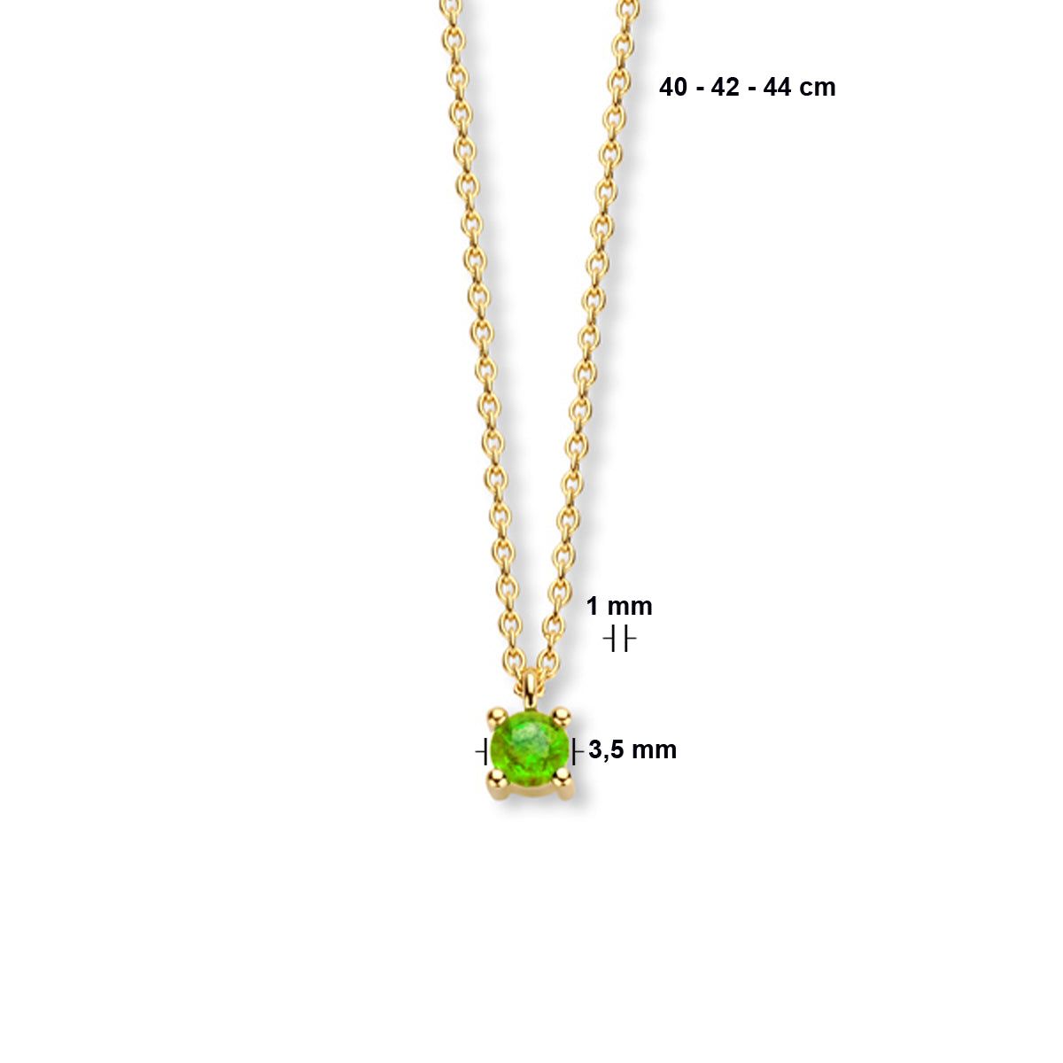 Collier met geboortesteen 40 - 42 - 44 cm