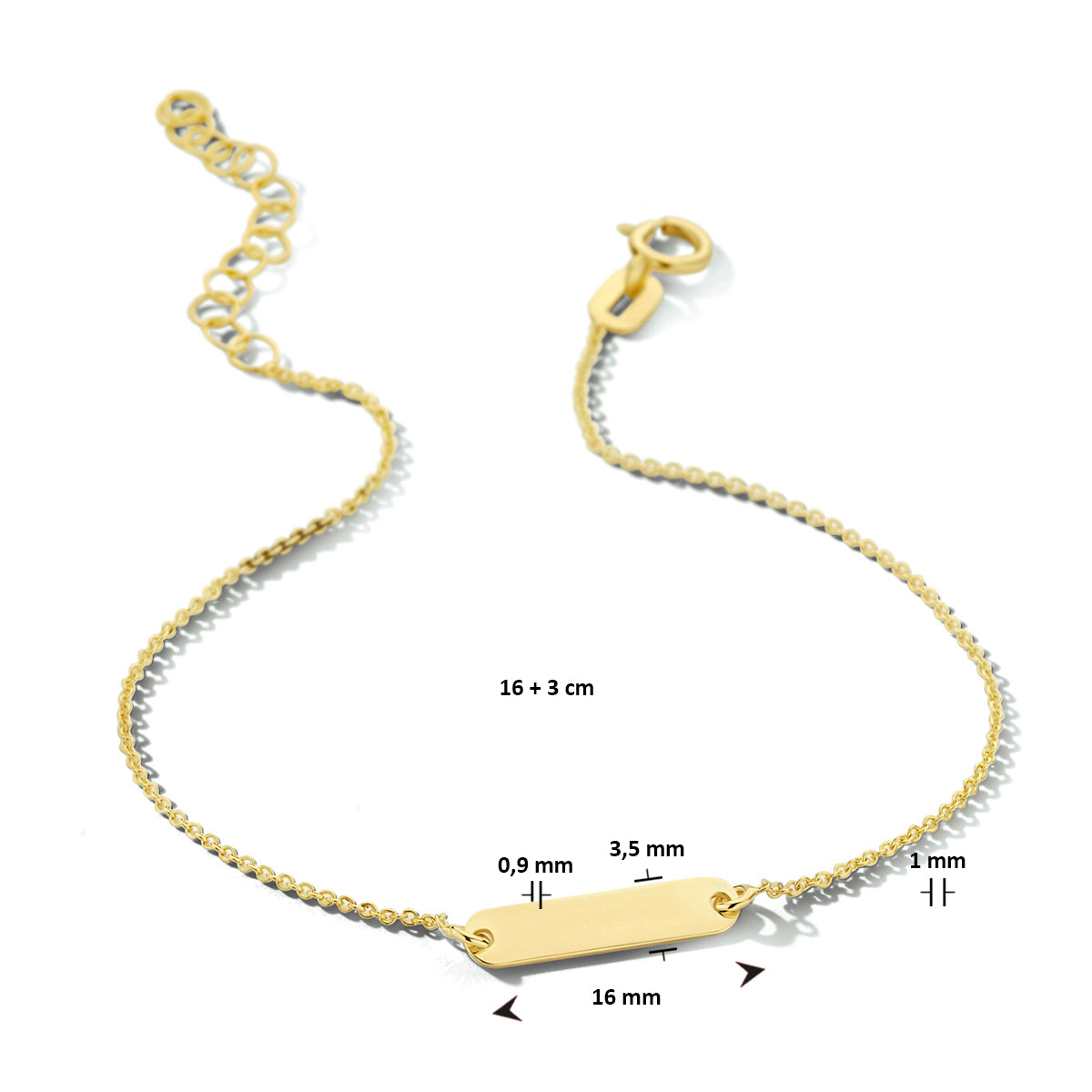 Graveerarmband plaat 3.5 mm 16 - 19 cm