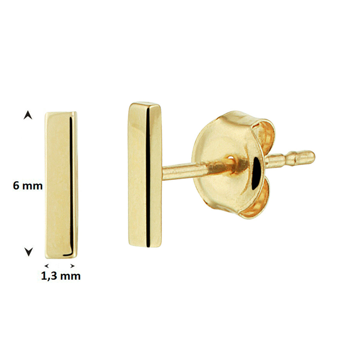 14k gouden dames oorsteker staafje