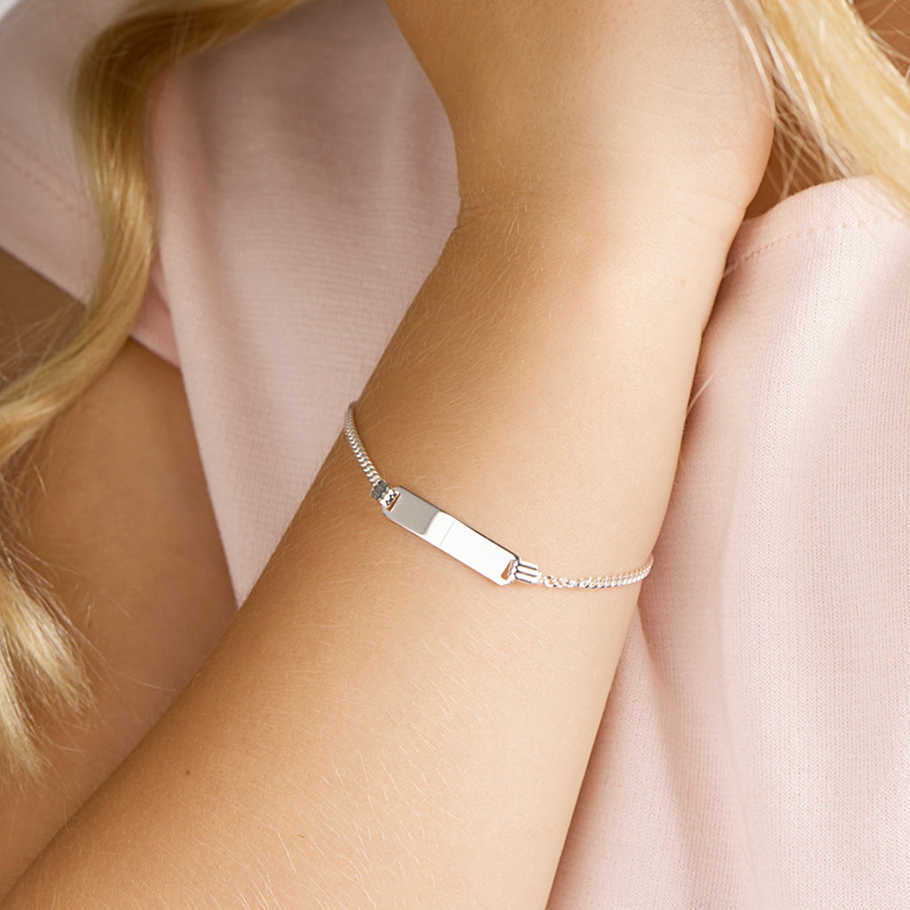 Graveerarmband gourmette 4-zijdes geslepen plaat 4.8 mm
