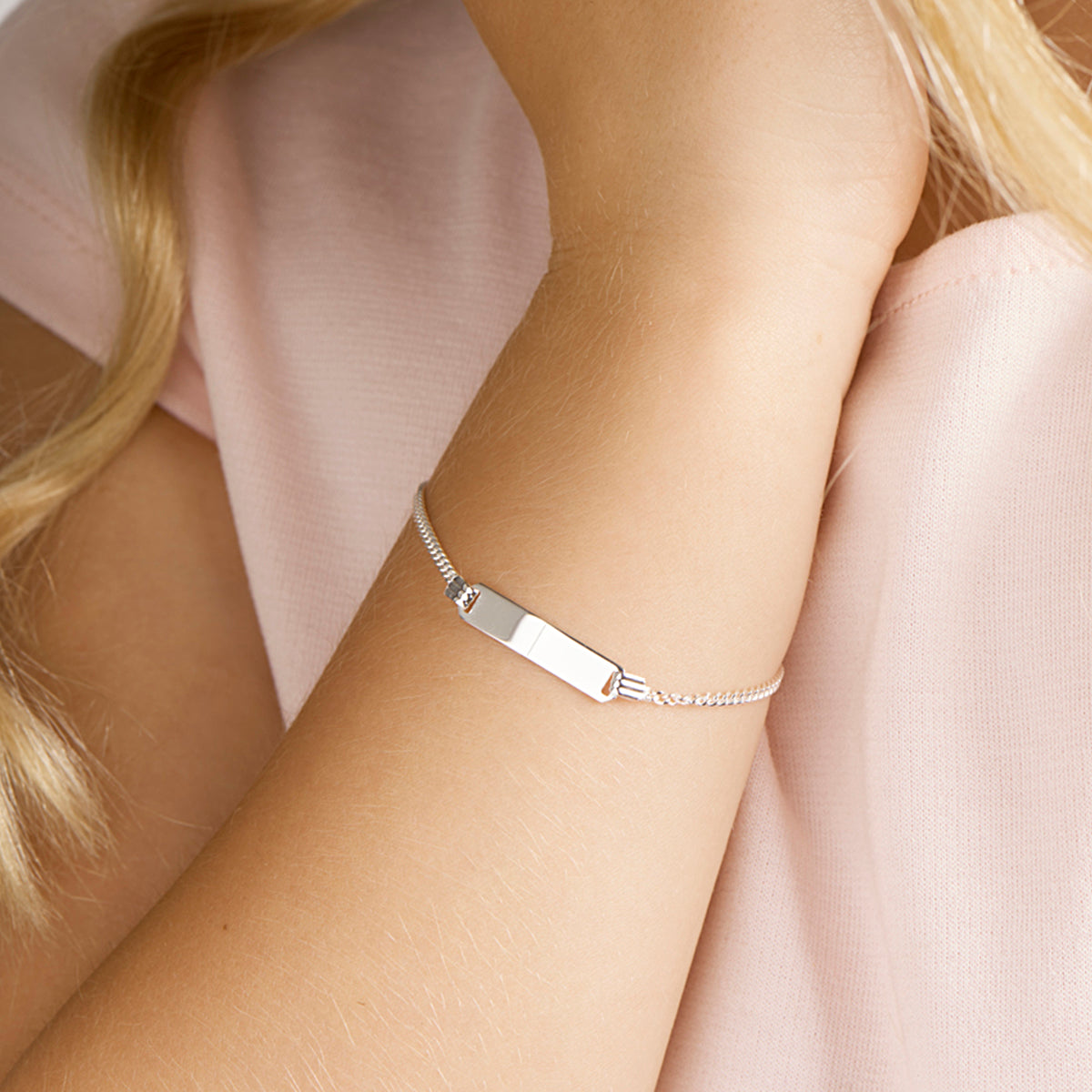 Graveerarmband gourmette 4-zijdes geslepen plaat 4.8 mm
