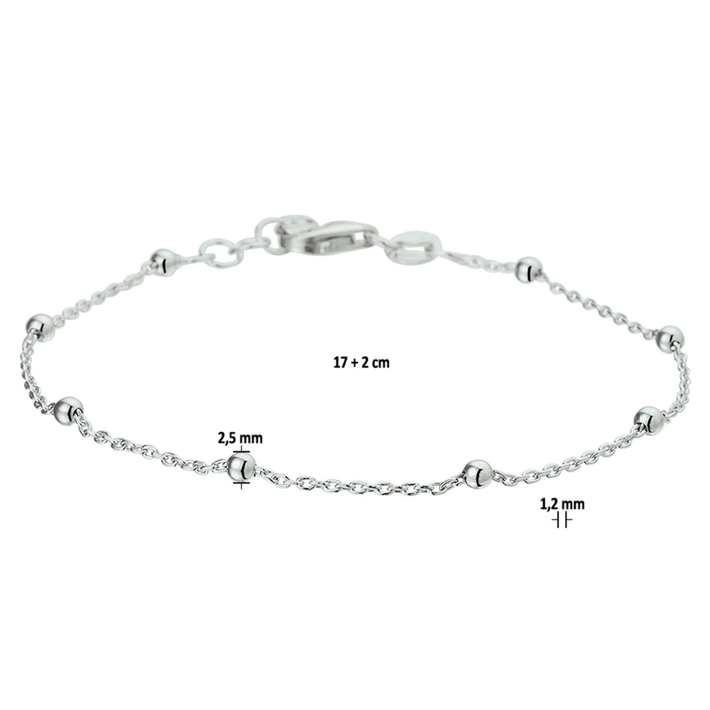 Armband bolletjes 1.2 mm 17 + 2 cm