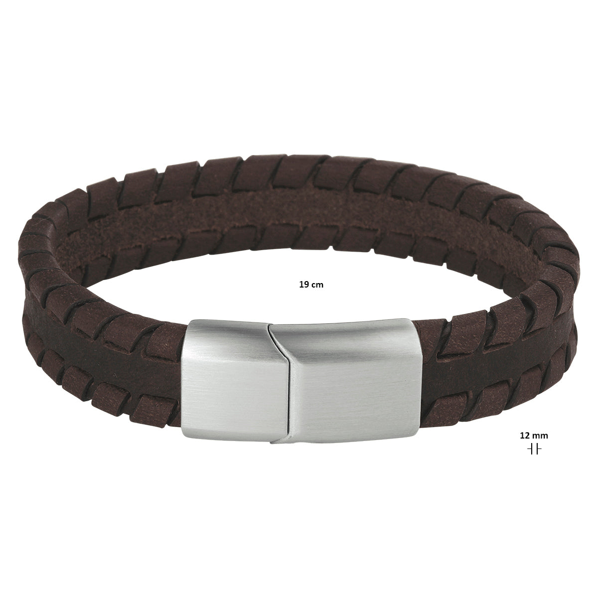 Armband leer donkerbruin 12 mm