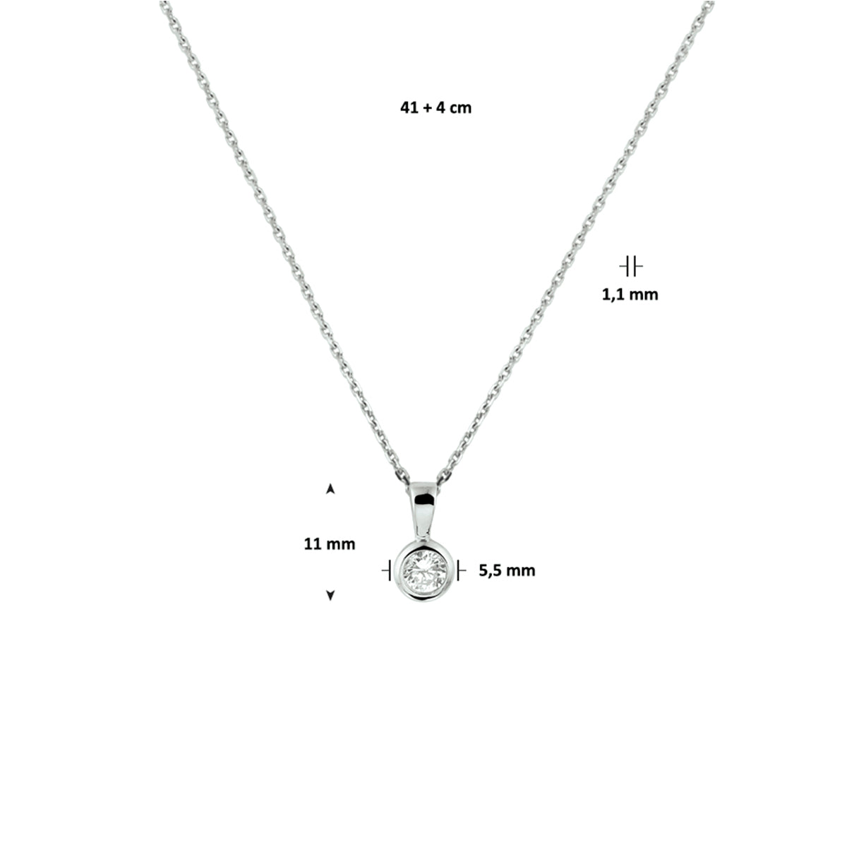 Collier zirkonia 41 + 4 cm