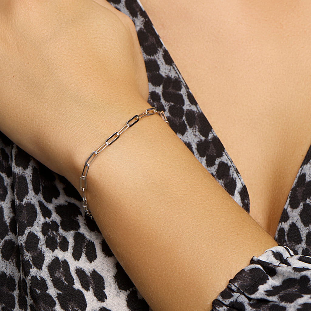 Armband paperclip platte buis 3.8 mm 16 + 3 cm