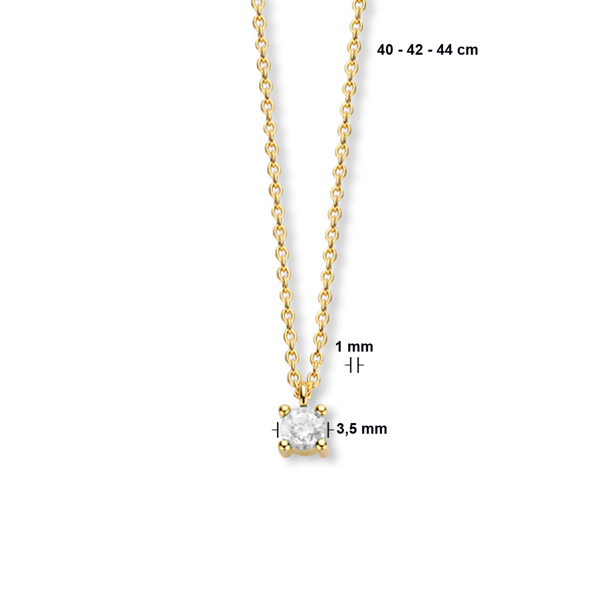 Collier met geboortesteen 40 - 42 - 44 cm
