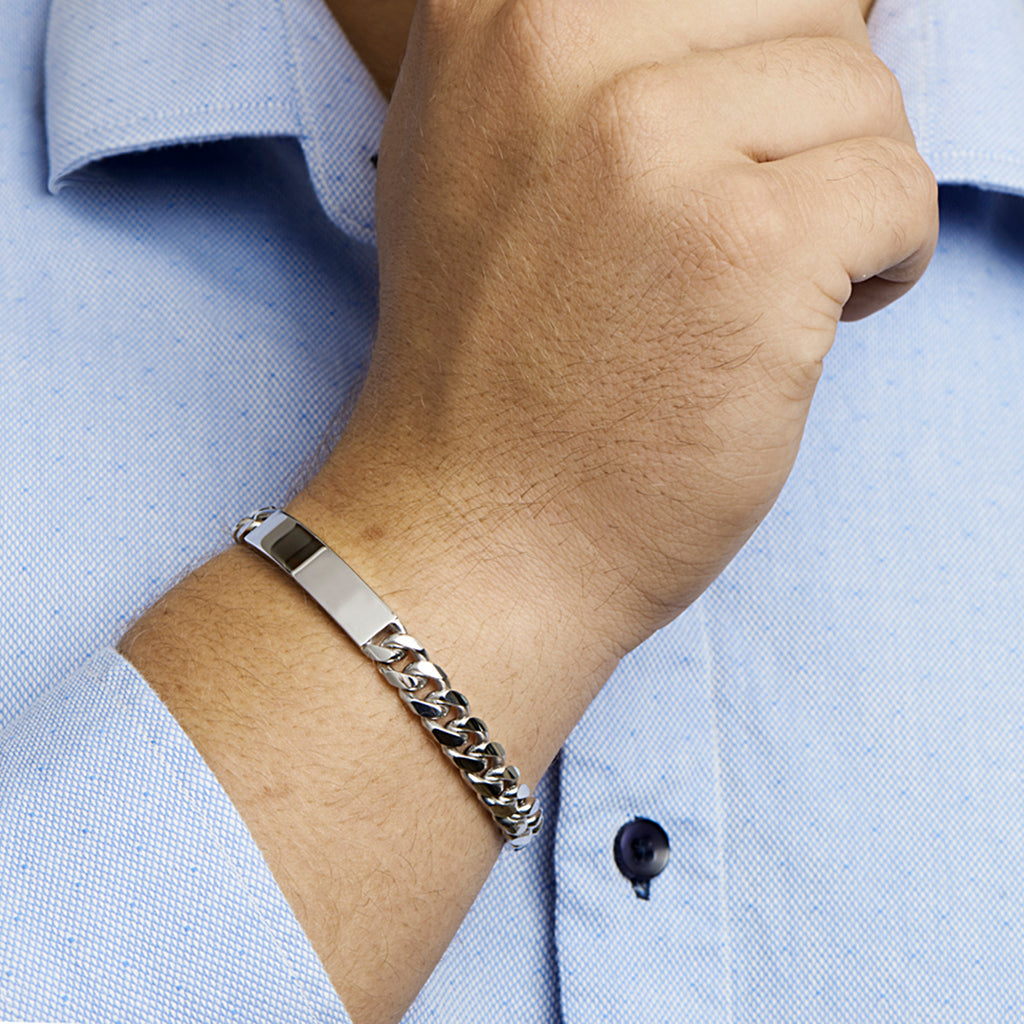 Graveerarmband gourmette 6-zijdes geslepen plaat 8.5 mm 21 cm