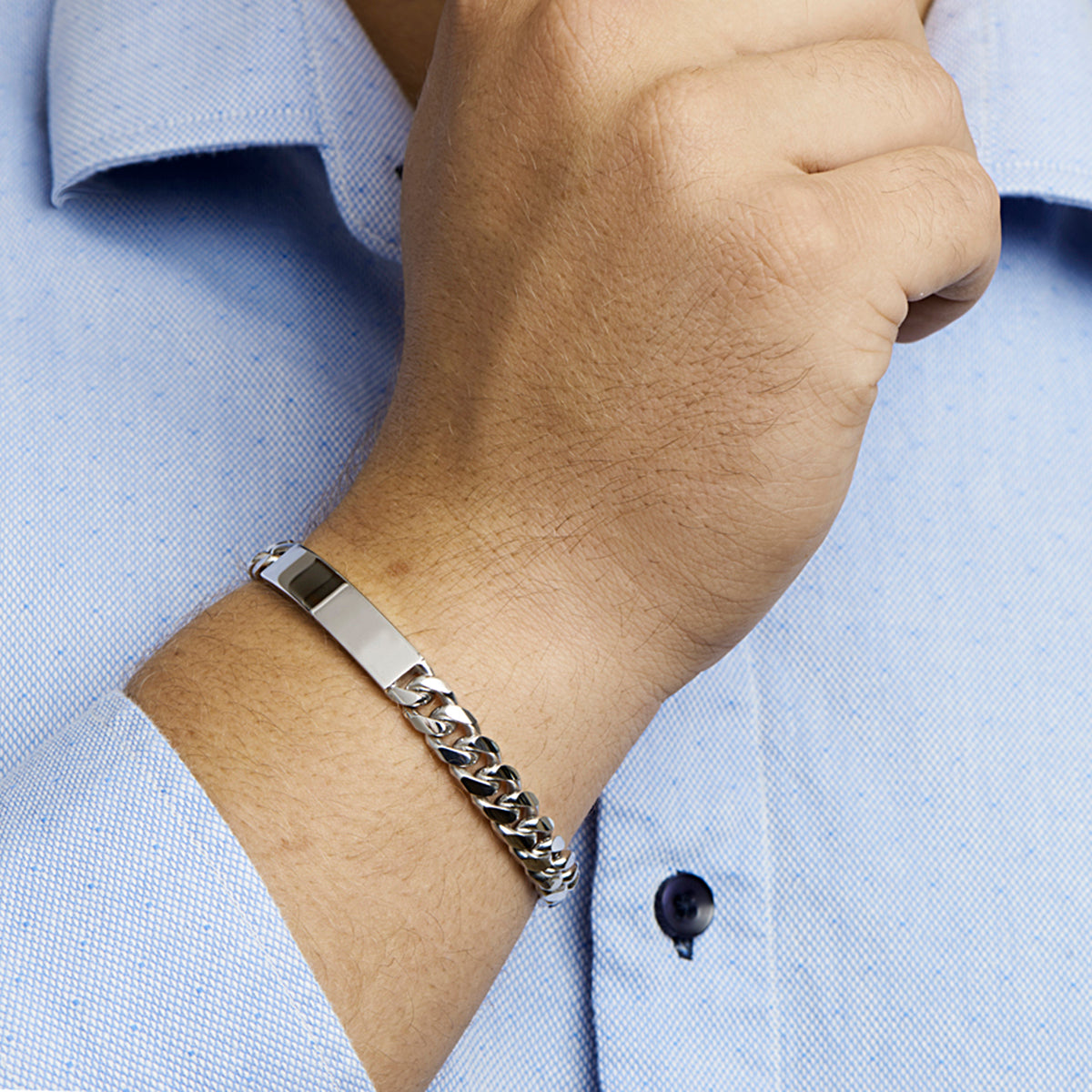 Graveerarmband gourmette 6-zijdes geslepen plaat 8.5 mm 21 cm