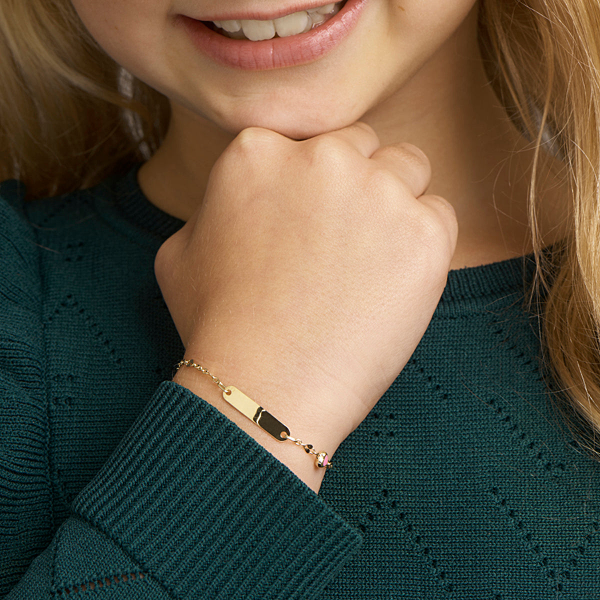 Graveerarmband hart plaat 4 mm 11 - 13 cm
