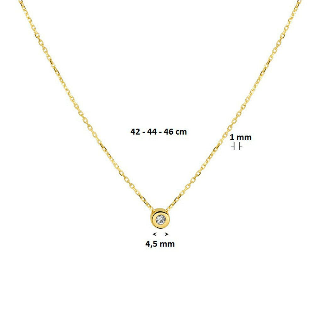 14krt gouden collier met zirkonia 42-46cm