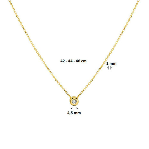 14krt gouden collier met zirkonia 42-46cm