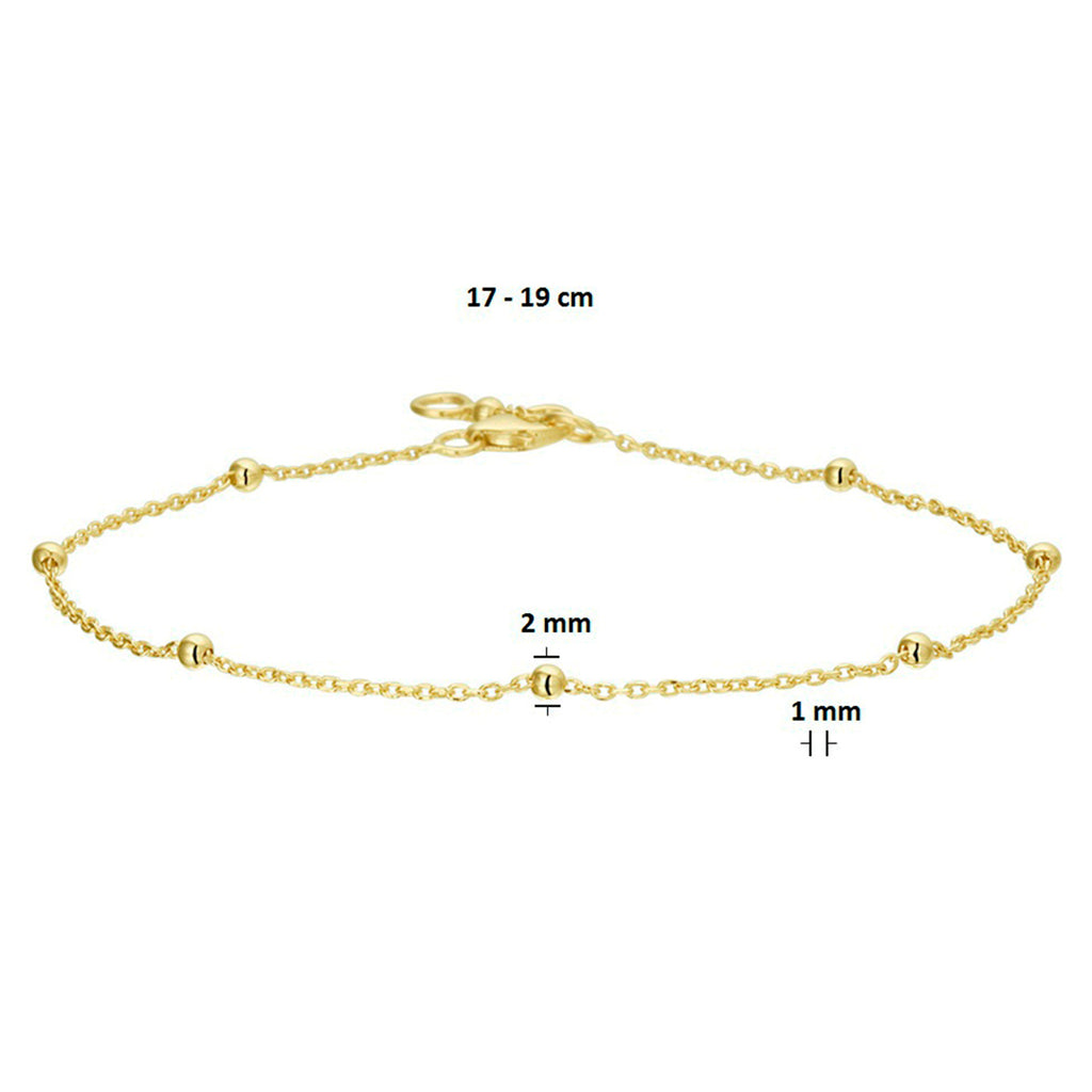 Armband anker bolletjes 1.0 mm 17 - 19 cm