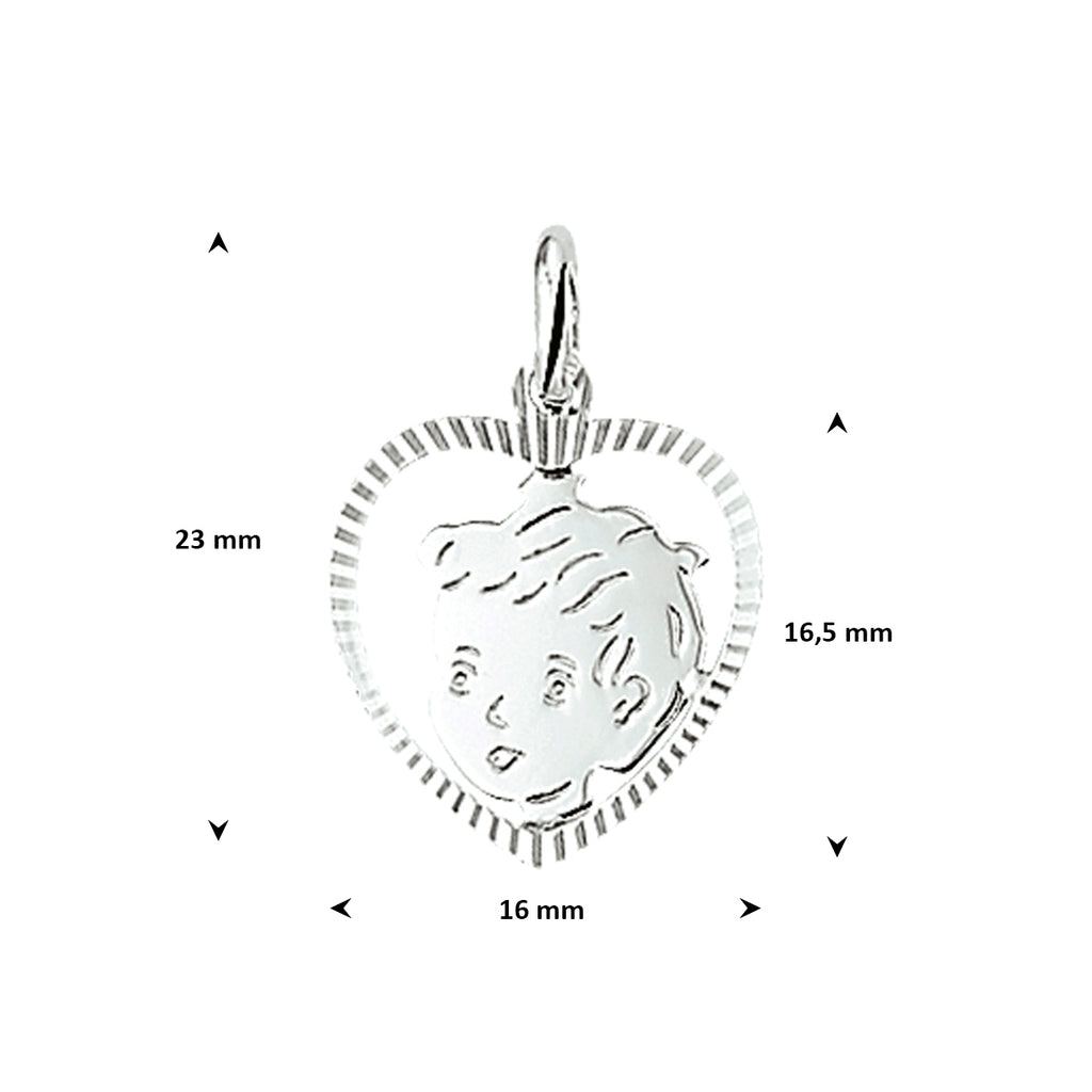 Hanger jongen hart gediamanteerd 16.5 x 16 mm