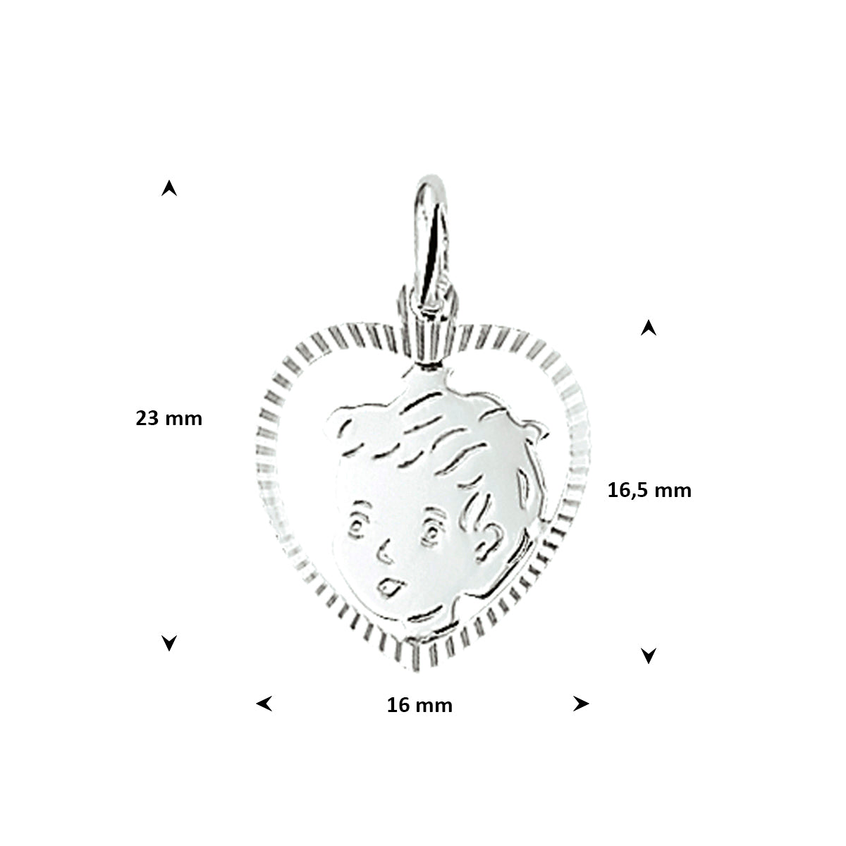 Hanger jongen hart gediamanteerd 16.5 x 16 mm