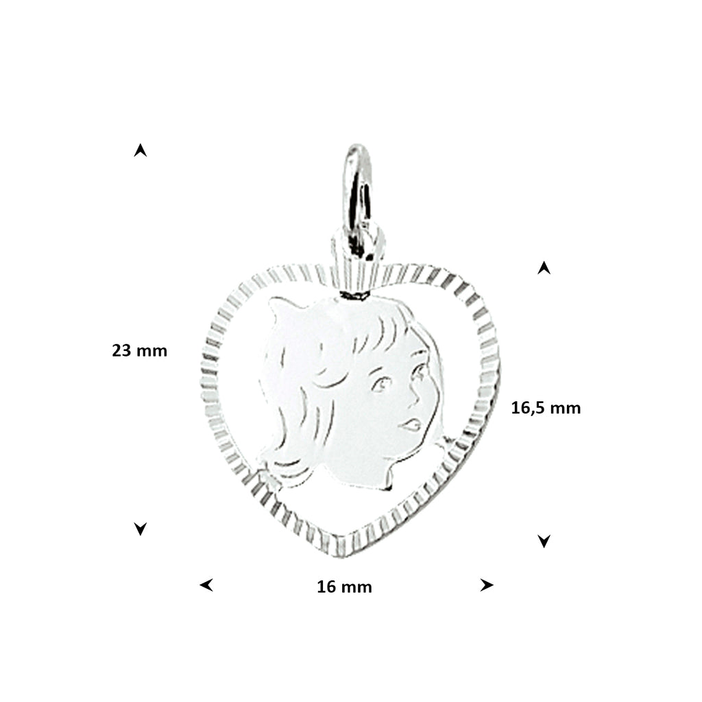 Hanger meisje hart gediamanteerd 16.5 x 16 mm