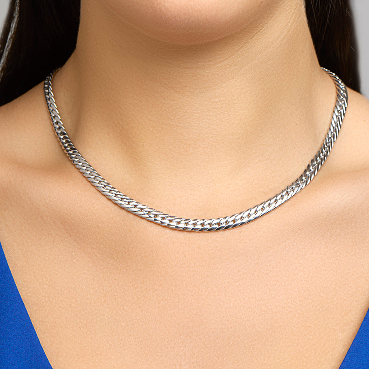 Collier gourmette 4-zijdes geslepen 6.0 mm 45 cm