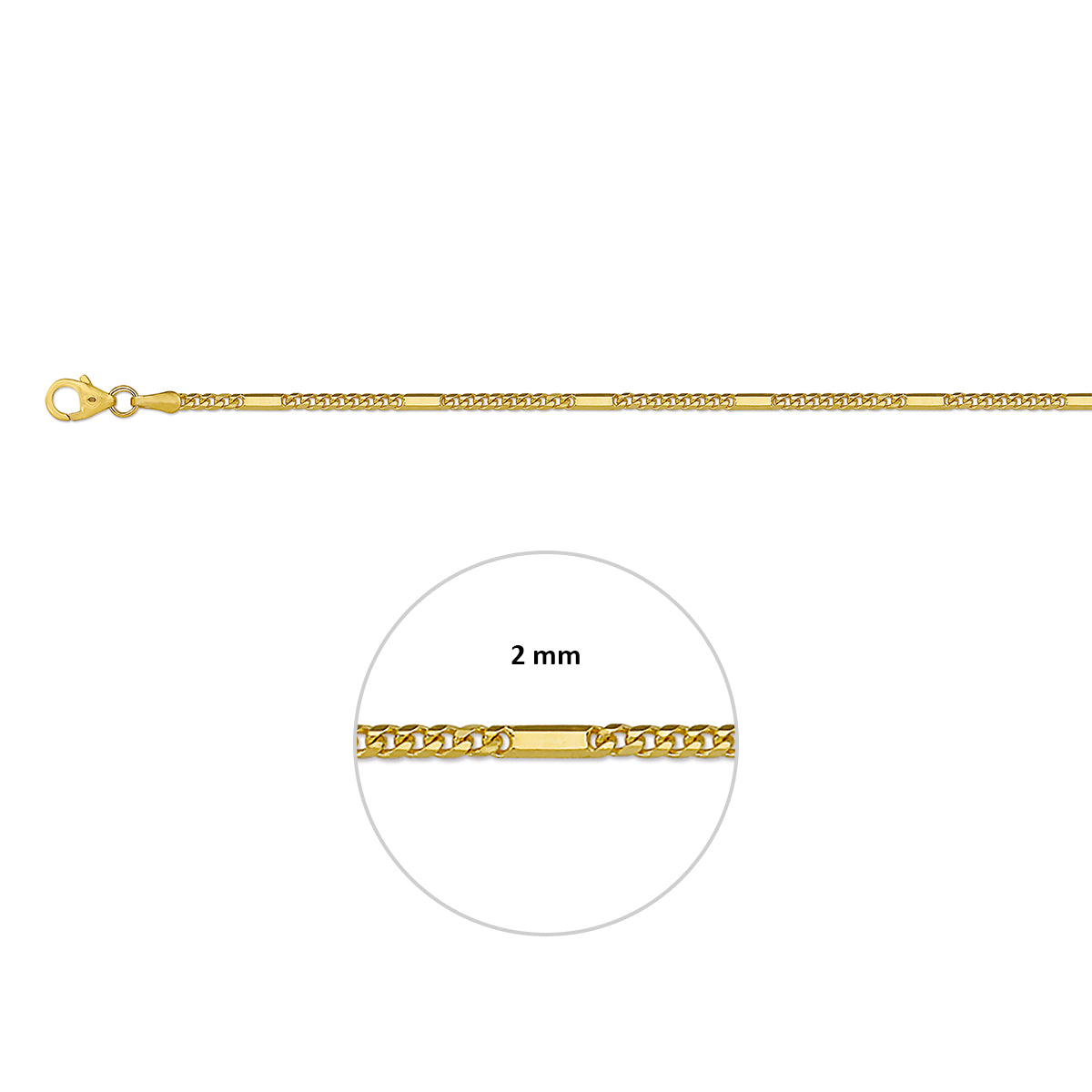Armband gourmette met tussenstuk 2.0 mm