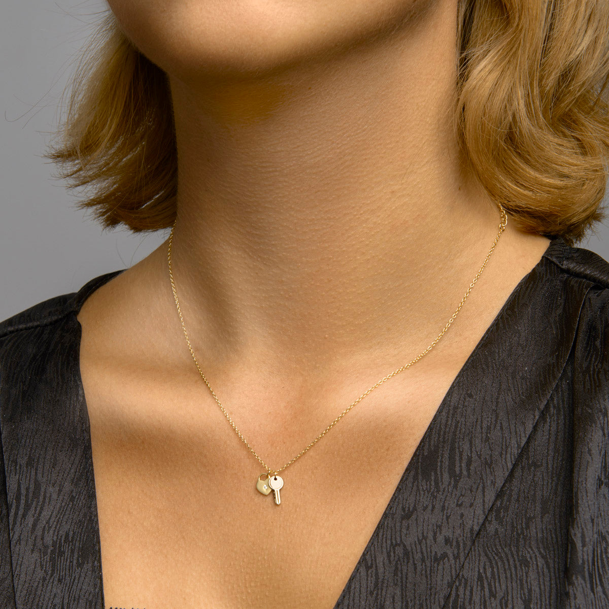 Collier hart en sleutel 41 + 4 cm