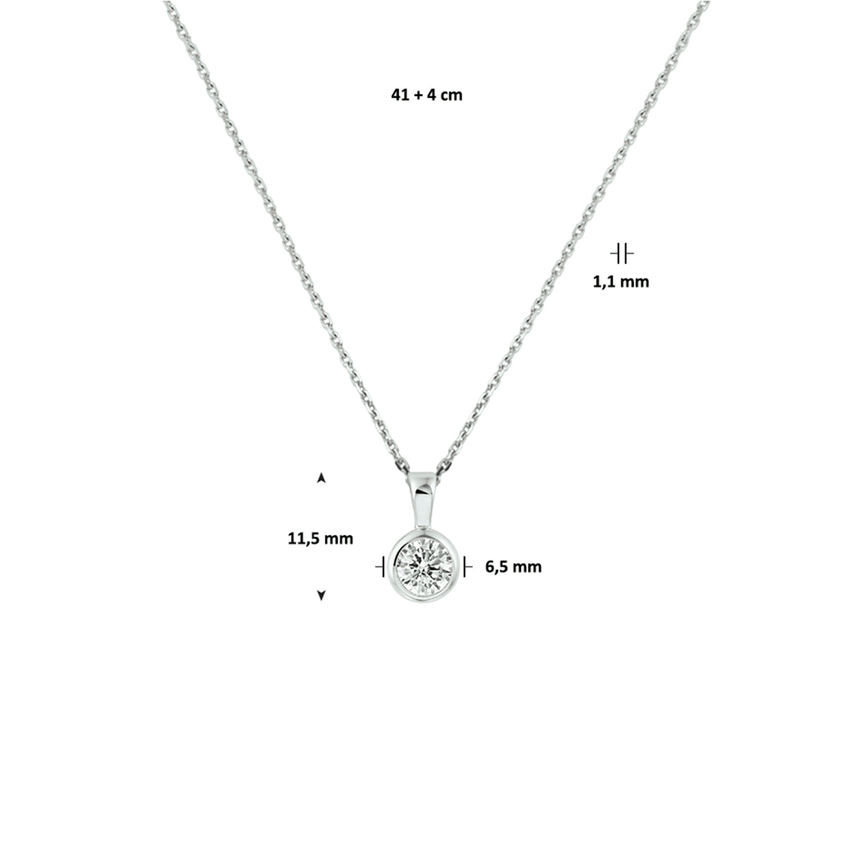 Collier zirkonia 41 + 4 cm