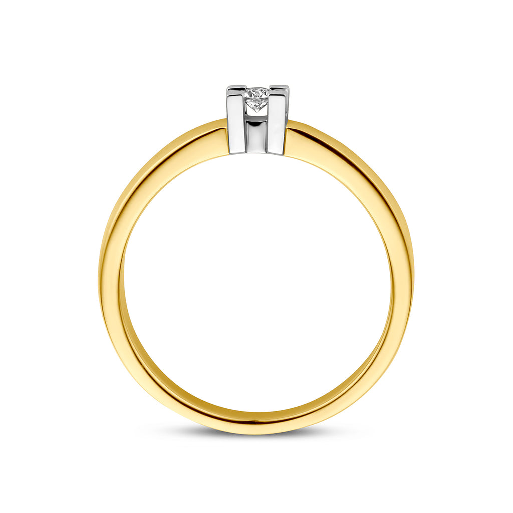 Goud bicolor ring 0.05ct h/si mt17 1/2