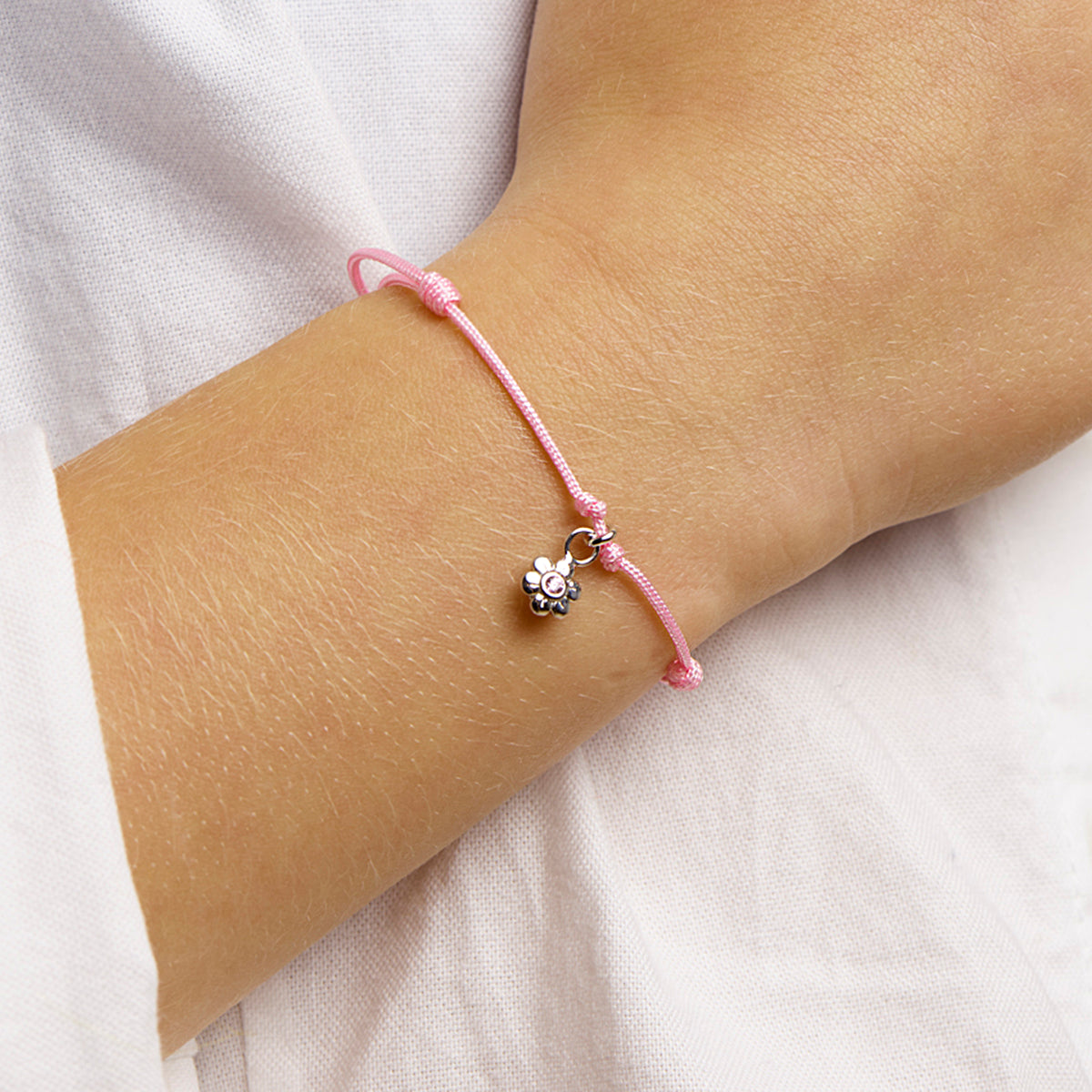 Armband bloem roze zirkonia