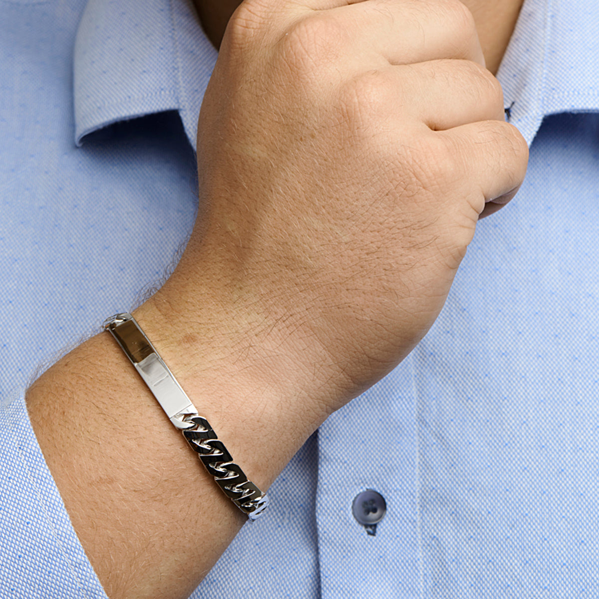 Graveerarmband gourmette plaat 8 mm