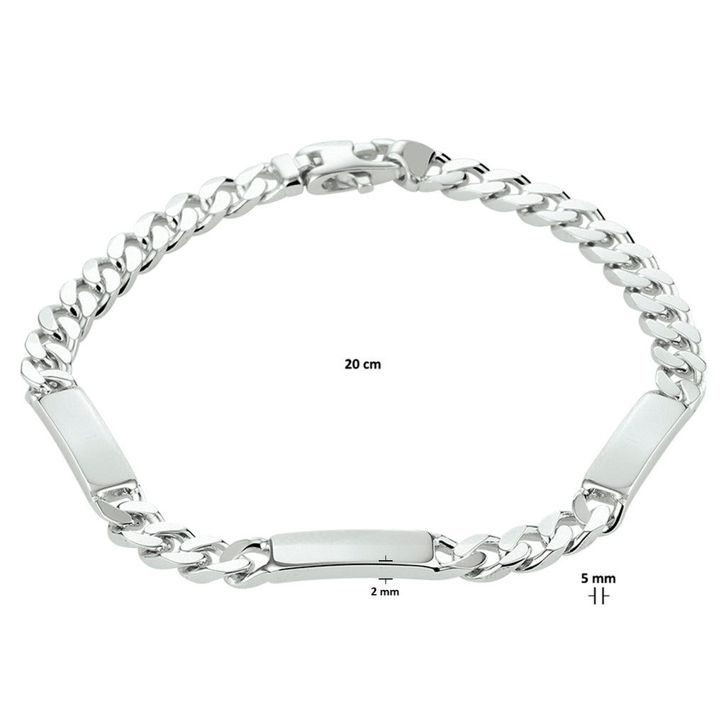 Graveerarmband gourmette 6-zijdes geslepen plaat 5.0 mm