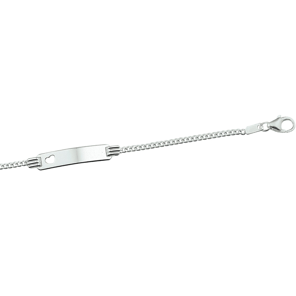 ZILVEREN ARMBAND 13-15CM GOURMET PLAAT MET HARTJE