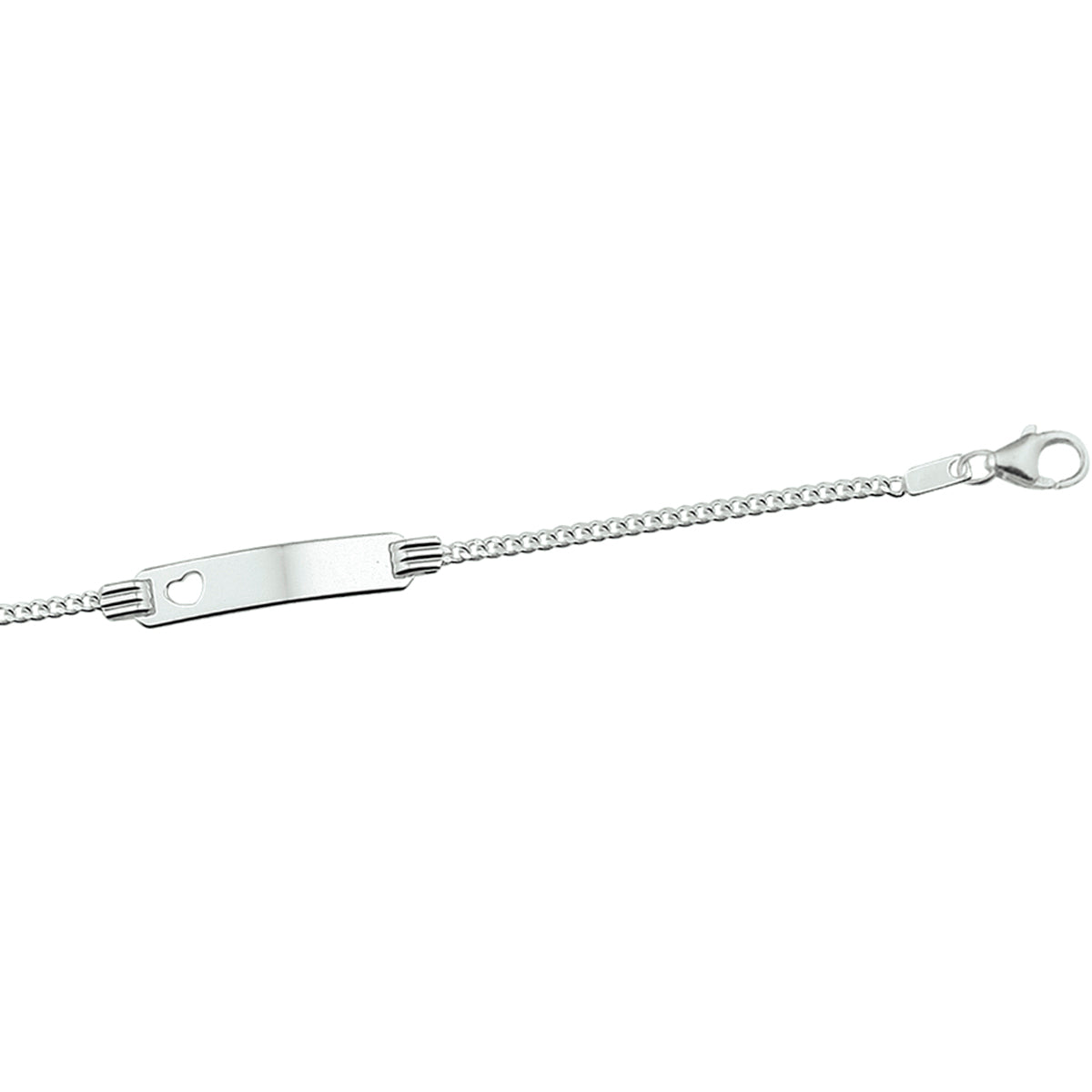 ZILVEREN ARMBAND 13-15CM GOURMET PLAAT MET HARTJE