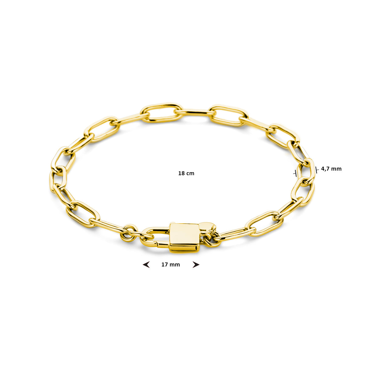 Armband paperclip en slot 18 cm 3 micron