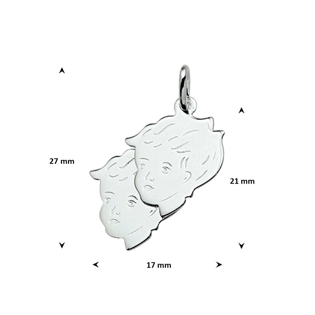 Hanger kinderhoofdjes 21 x 17.5 mm
