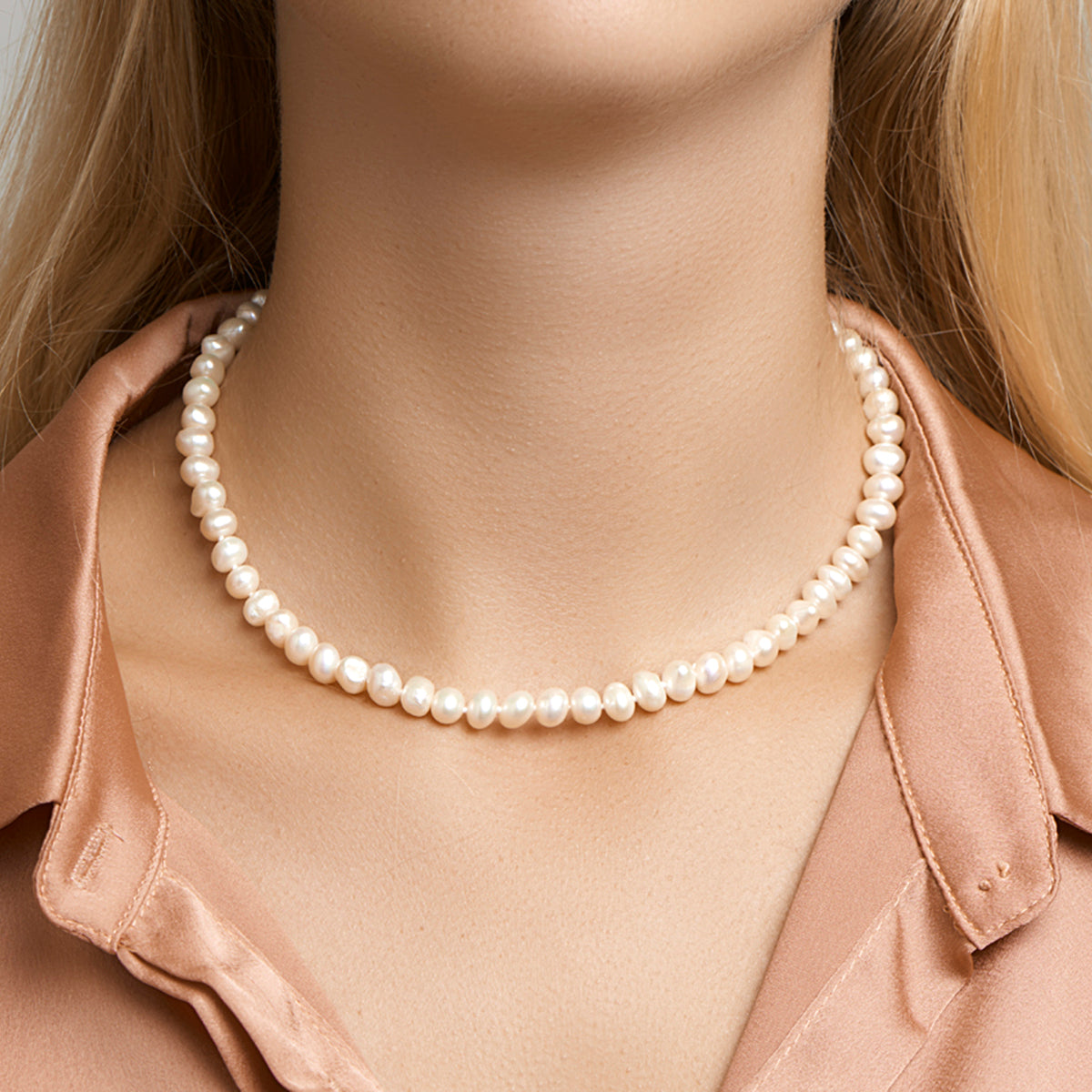 Collier parel 7.5 mm 42 + 4 cm