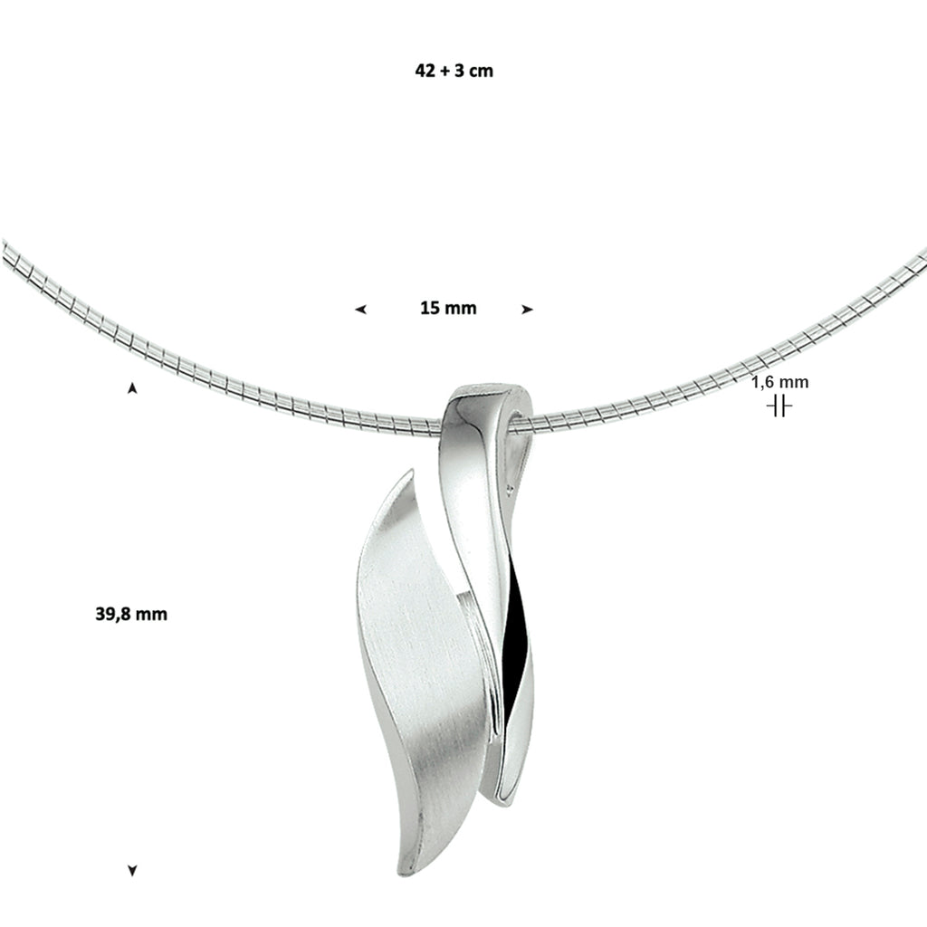 Collier poli/mat 42 + 3 cm