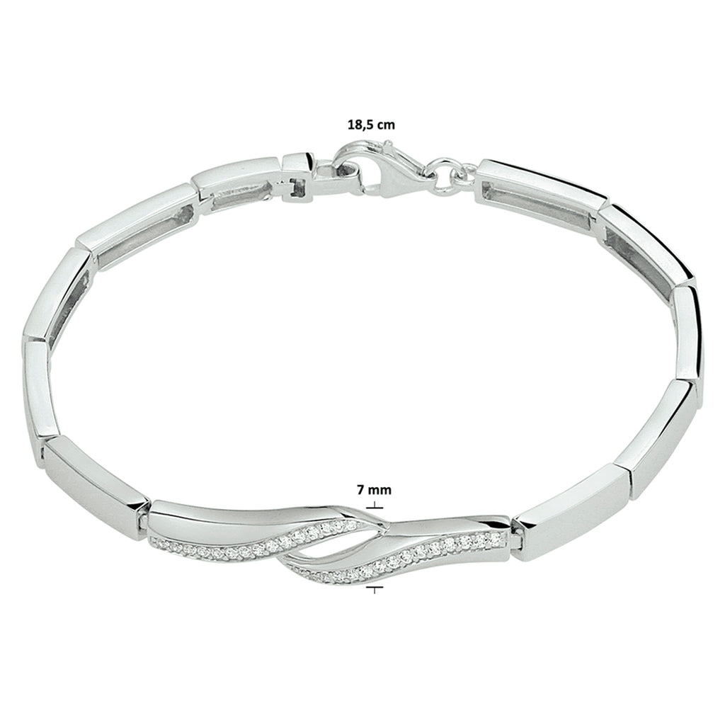 Zilveren armband - Zirkonia - 7 mm - 18.5 cm
