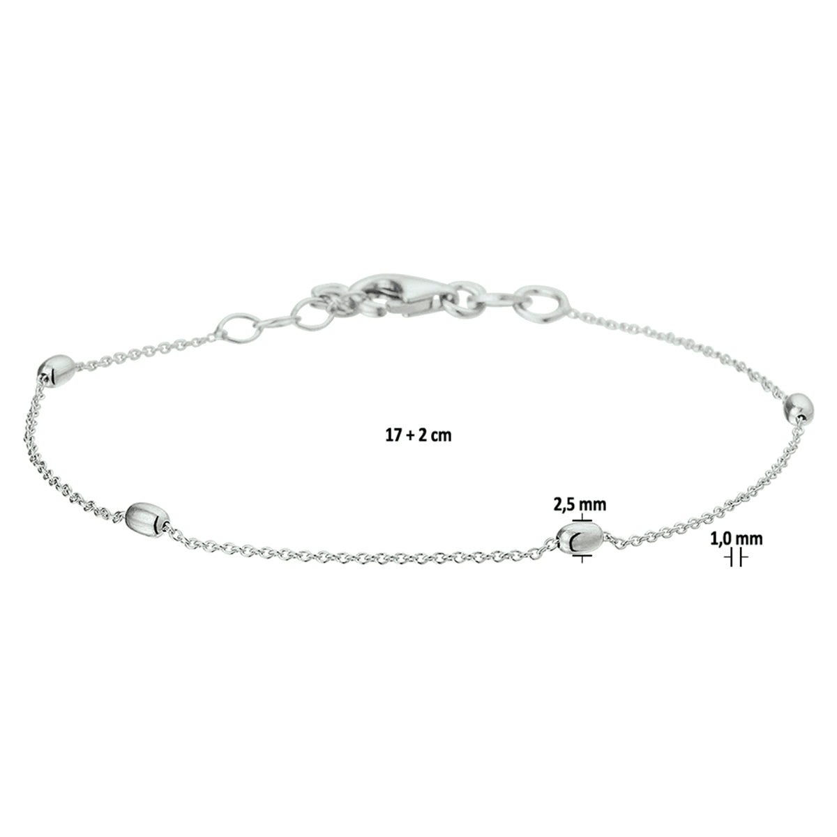 Armband bolletjes 1.0 mm 17+ 2 cm