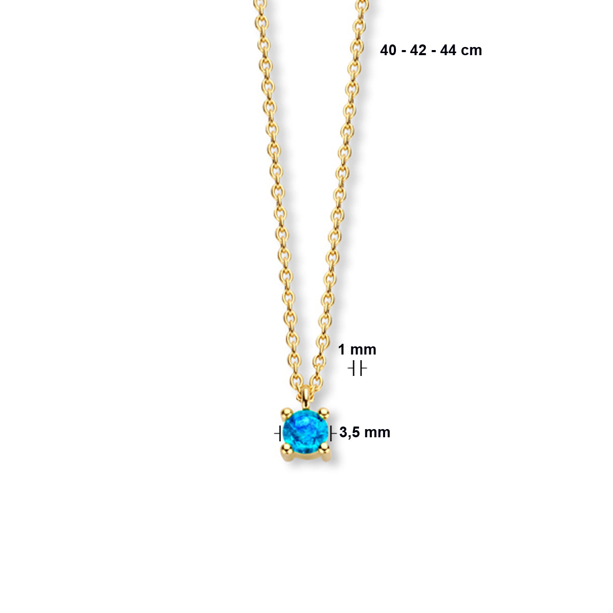 Collier met geboortesteen 40 - 42 - 44 cm