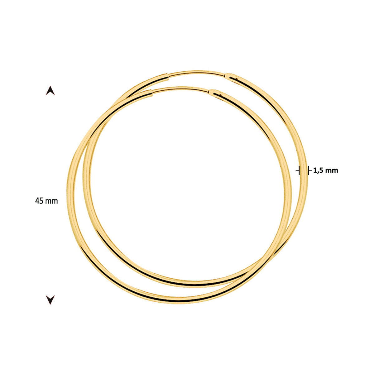 Oorringen ronde buis 1.5 mm 1 micron