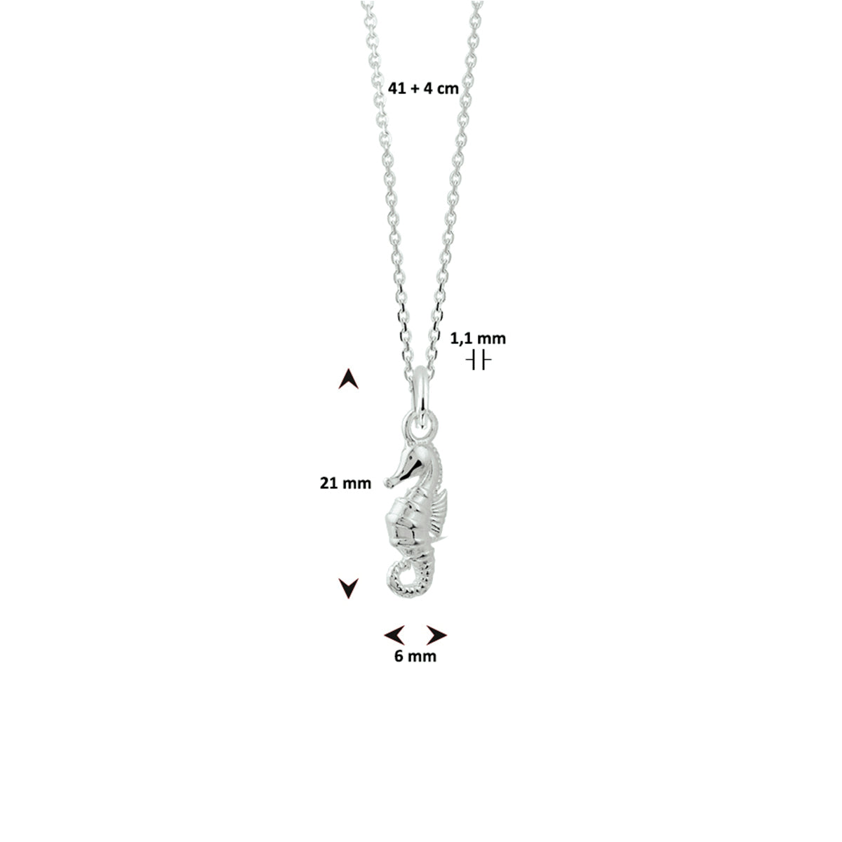 Collier zeepaard 41 + 4 cm