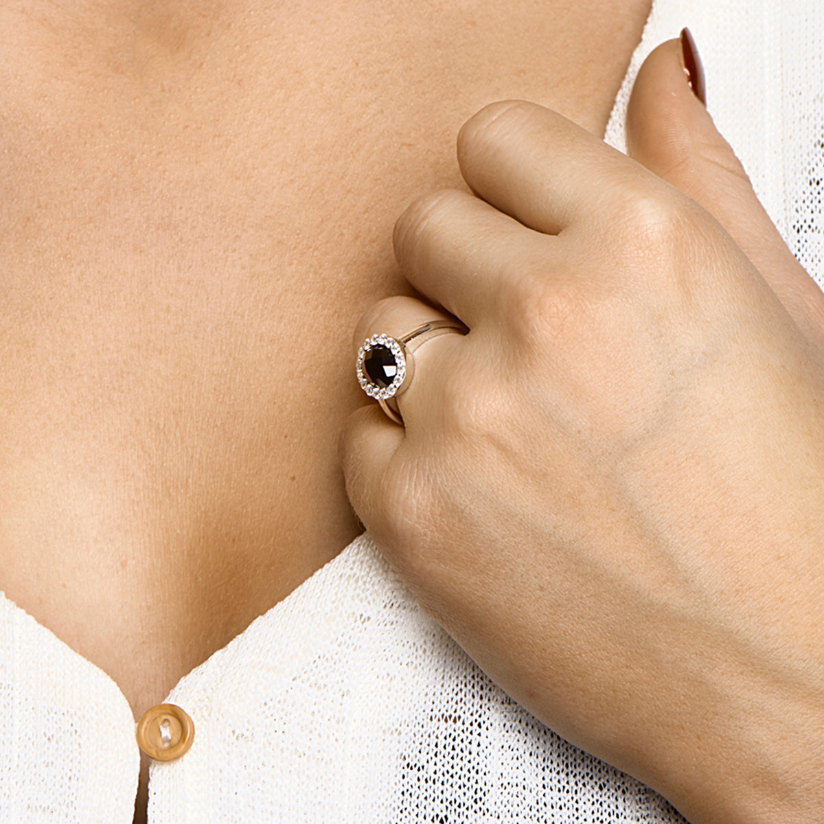 Ring onyx en zirkonia