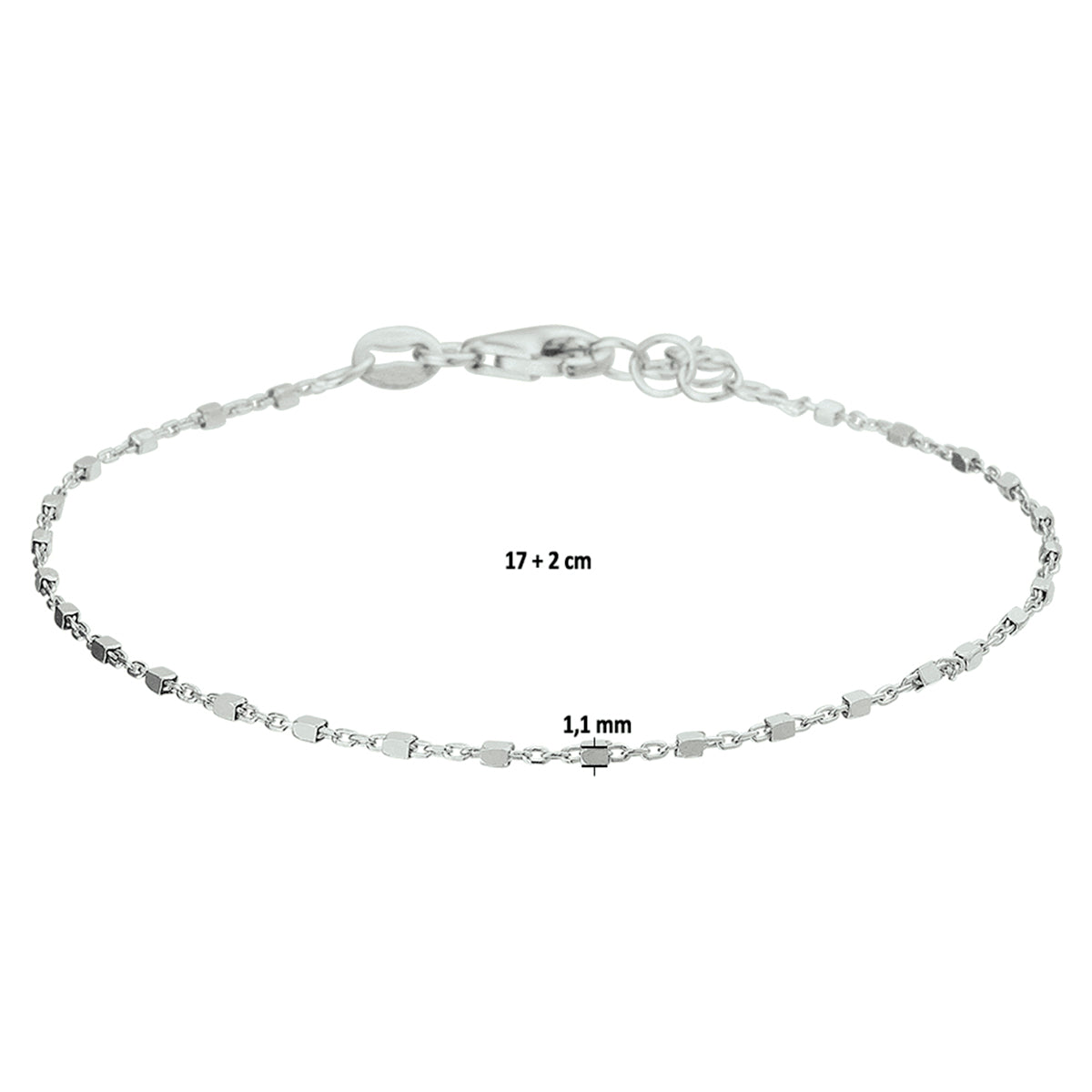 Armband blokjes 1.1 mm 17 + 2 cm