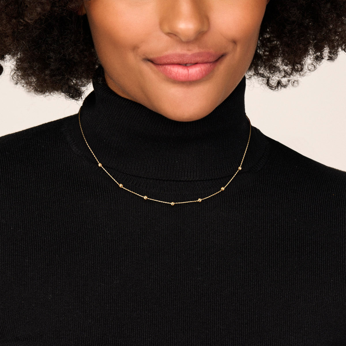 Collier anker en bolletjes 1.0 mm 42 - 44 - 46 cm